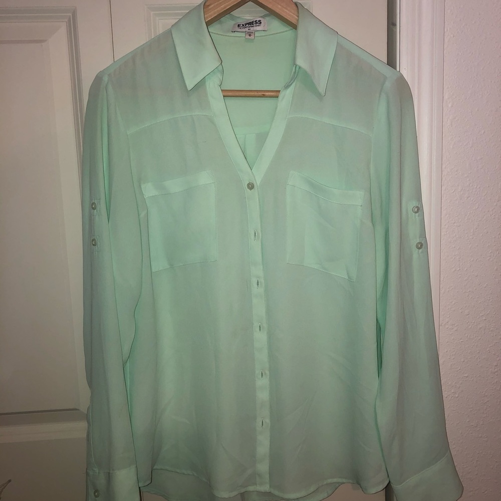 Chiffon button down.